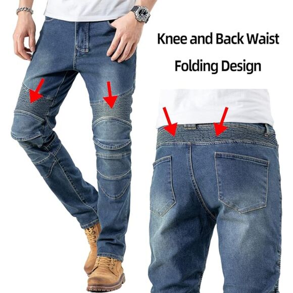 CTBQiTom Motorcycle Motocross Riding Jeans Knee and Hip Protector Pocket Sz M - Picture 3 of 10